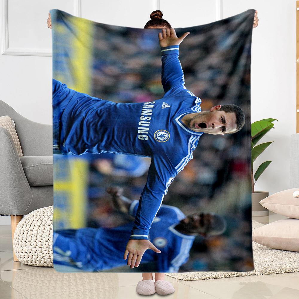 Eden Hazard Chelsea Fc Blanket Comfortable Suitable for Couch Office Chair Bed Four Seasons Universal Stylish Decor Gift for Travel Home Birthdays