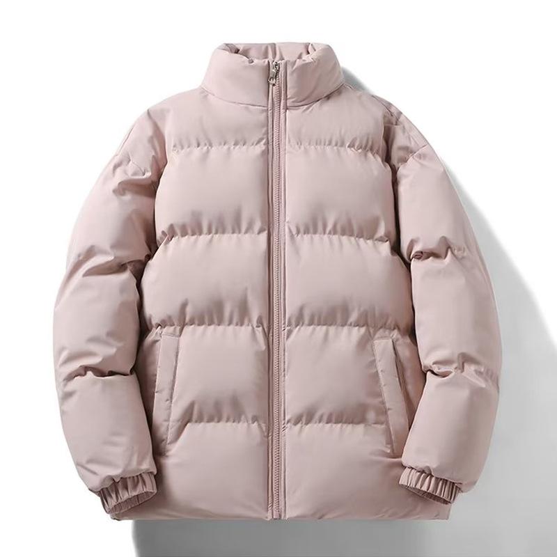 Мужская хлопковая куртка с высоким воротником и бархатной подкладкой, зимнее однотонное пуховое пальто для пар