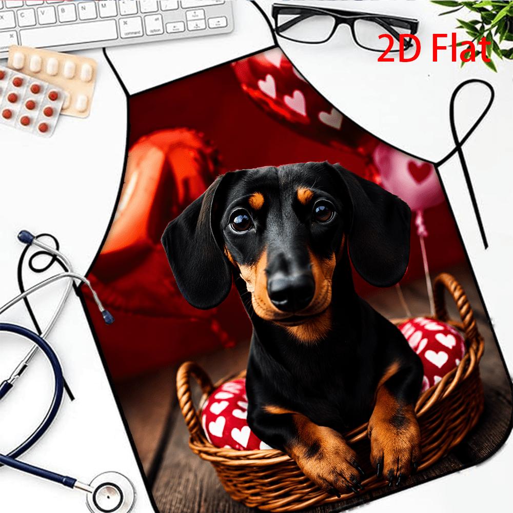 1pc Dachshund Apron Suitable for Dog Lovers, Soft Kitchen Apron with Dachshund Print, Adorable Dachshund Design