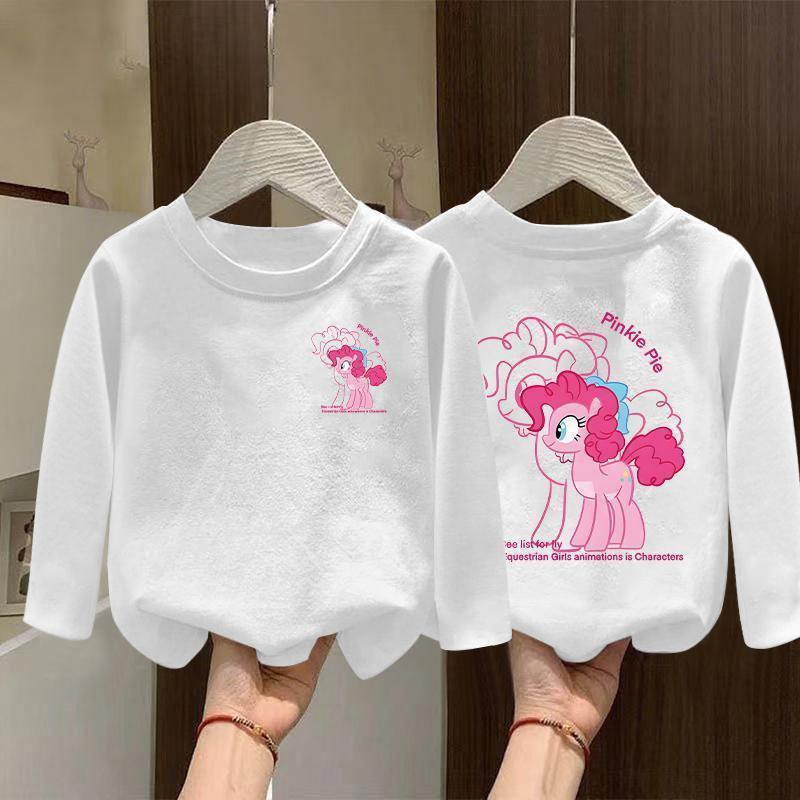 Girls' Autumn 2025 Korean-Style White Cotton Long-Sleeve Top for Older Children