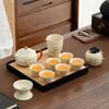Enterprise high-end Zhenqi gift box, a complete set of tea trays, Kung Fu tea sets, Ru kiln new Chinese gold silk business souvenir