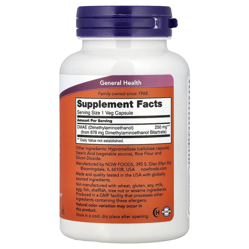 DMAE, 250 mg, 100 Veg Capsules