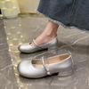 Gentle Wind Mary Jane Women's Shoes 2024 Autumn New French Small Fragrant Wind Pearl Single Shoes with Skirt Silver Single Shoes