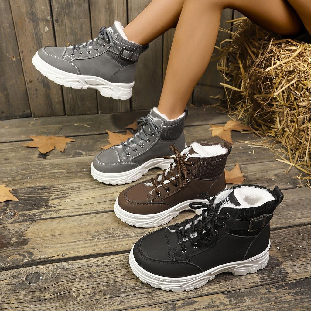 Ladies, Suede Shoes, Lace Up Shoes, Thick Soled Shoes, Snow Boots, Warm Shoes, Thick Shoes, Comfortable, Casual Shoes, Short Boots