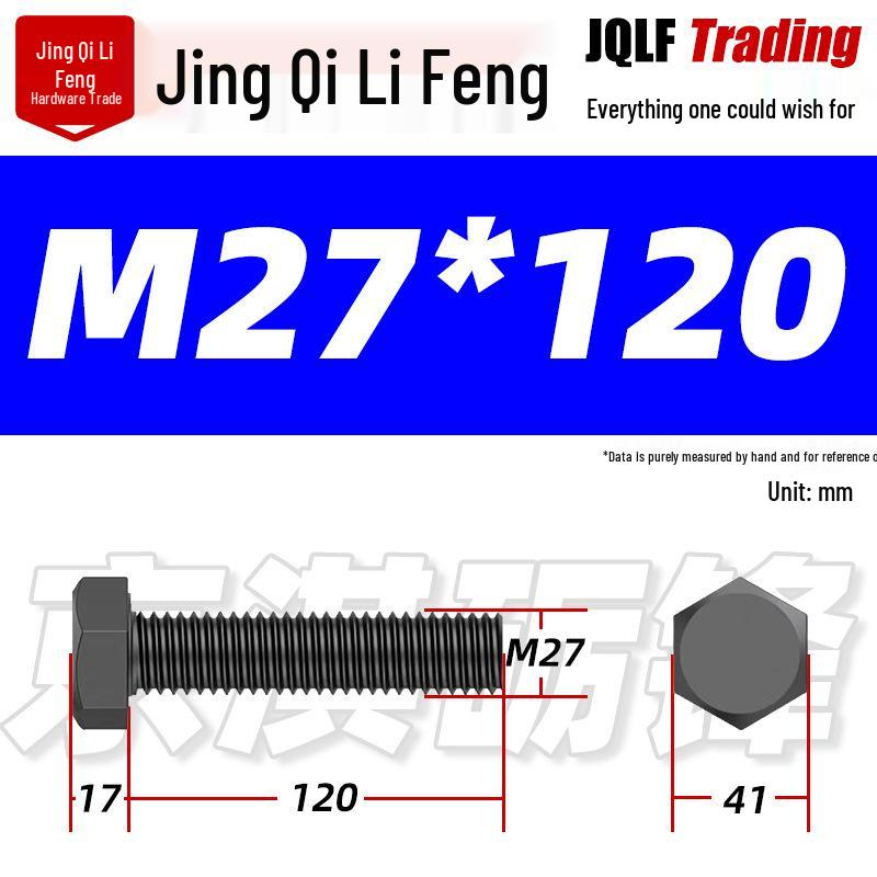12.9 Grade High-Strength Blackened Hex Bolt M22-M48
