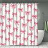 3D Bowknot Design Black & Pink Various Styles Bowknot Shower Curtain Waterproof Fabric Bathroom Curtain