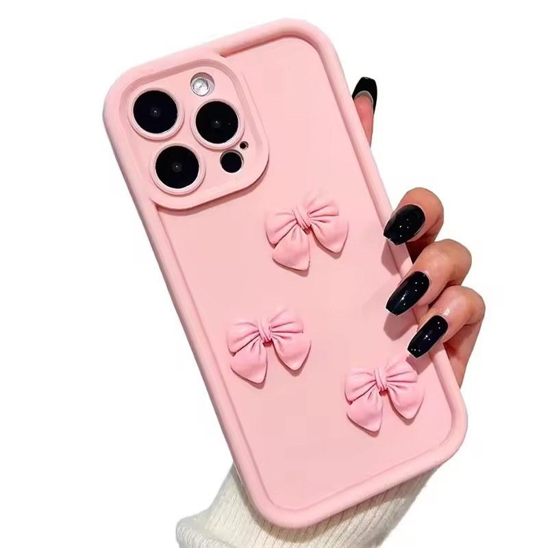 3D Pink Cute Butterfly Silicone Soft Phone Case For iPhone 16 15 14 13 12 11 Pro Max XS XR X 7 8 Plus SE Mini Shockproof Candy Cover