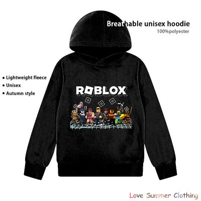 Толстовка с принтом Roblox Возраст 4-14 лет Унисекс легкие флисовые худи для осени Полиэстер Спортивный пуловер Повседневная носка Дышащая Без кармана Игровой принт