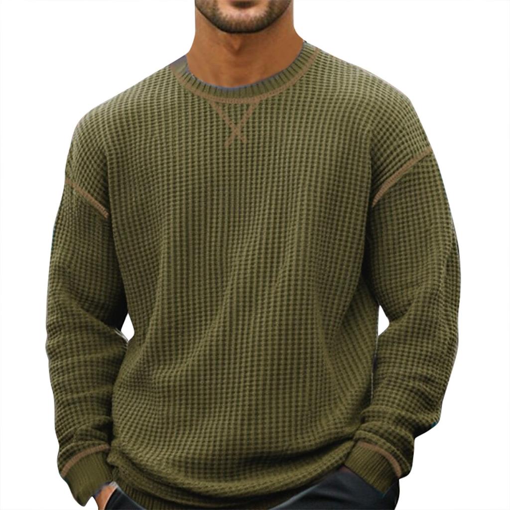 Men's Solid Color Round Neck Long Sleeve Tops Men's Sports Large Size Casual Round Neck Tops