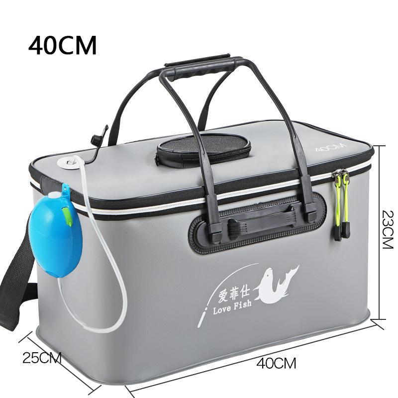 Foldable Wear-resistant Waterproof EVA Fishing Barrel Fishing Box Tools Box Optional Rechargeable Oxygen Pump 30cm/35cm/40cm/45cm/50cm Size Choices