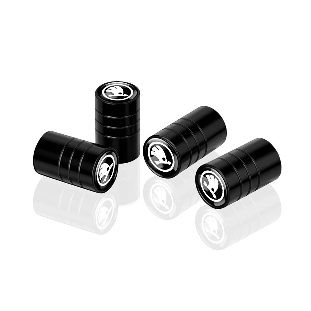 4pc Car Aluminum Styling Emblem Wheel Tire Valve Stem Air Caps Accessories For Skoda Octavia 2 3 Karoq Kamiq Superb Kodiaq Fabia fwx433