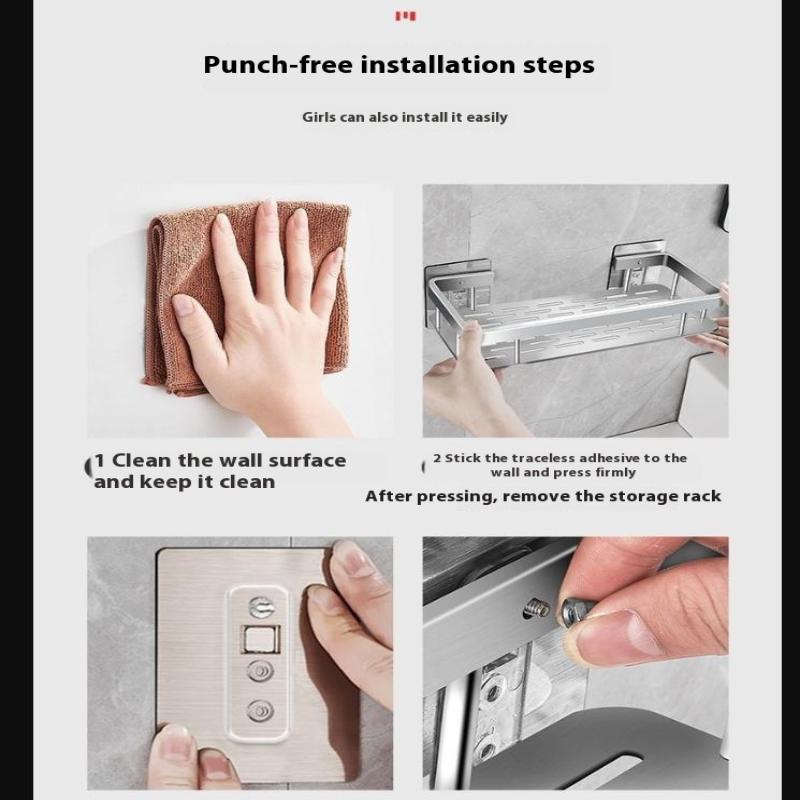 Bathroom Organizer Rack Punch-free Wall Mounted Triangle Storage Rack Corner Shelf Wall Soap Holder
