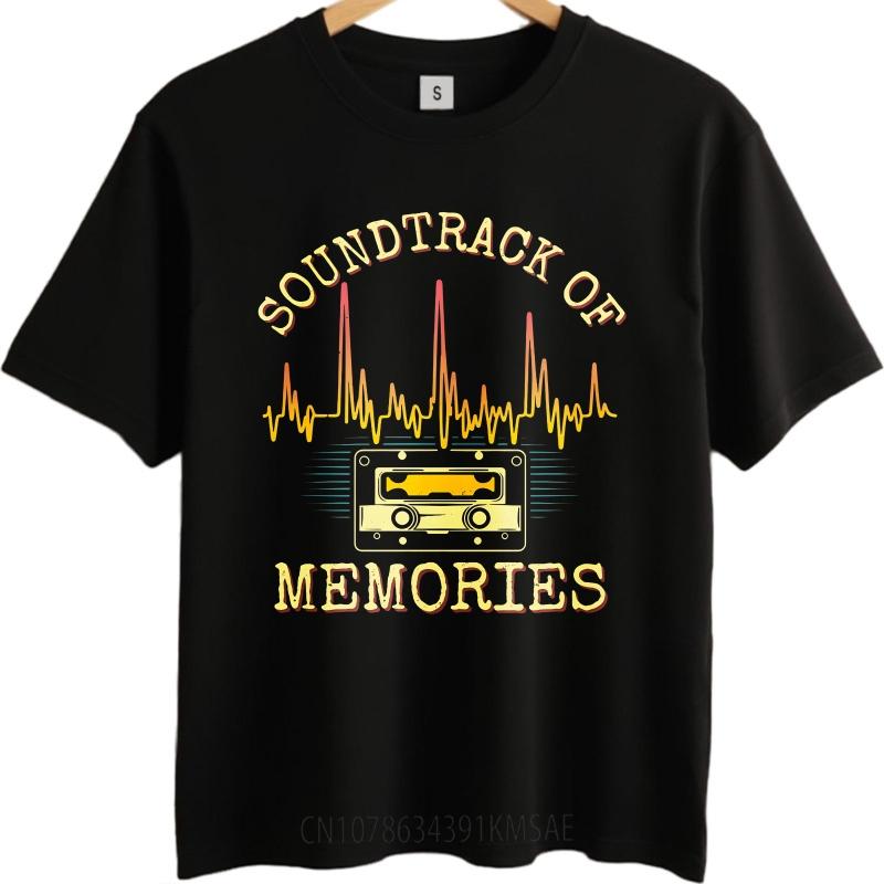 Streetwear Summer For Men tshirt Soundtrack Of Memories Tape Waveform Design Short Sleeve Workout Round Neck Tee Shirt