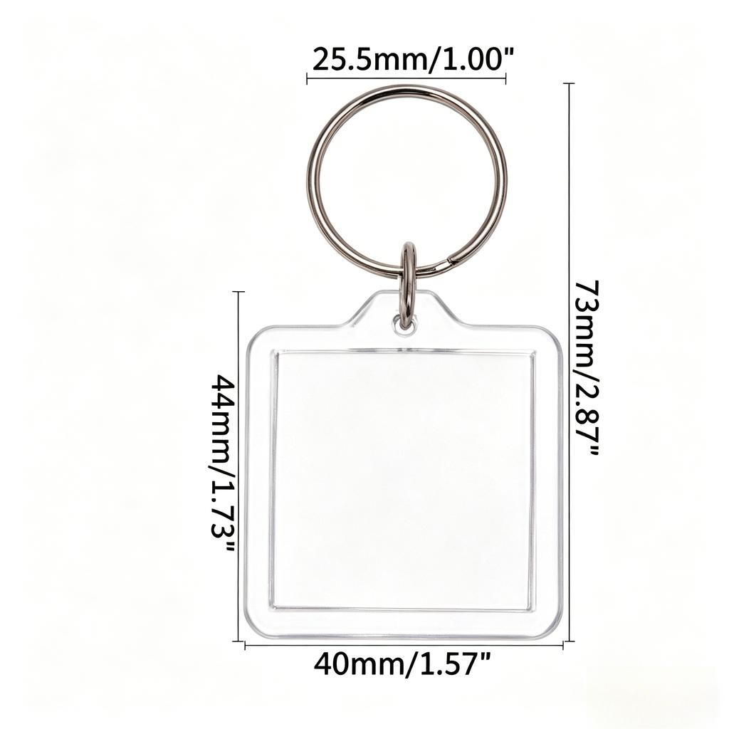 510Pcs Clear Acrylic Photo Frame Keychain Blank Insert Keyring Double-Sided Diy Craft Supply For Couple Family Gift Home Decor