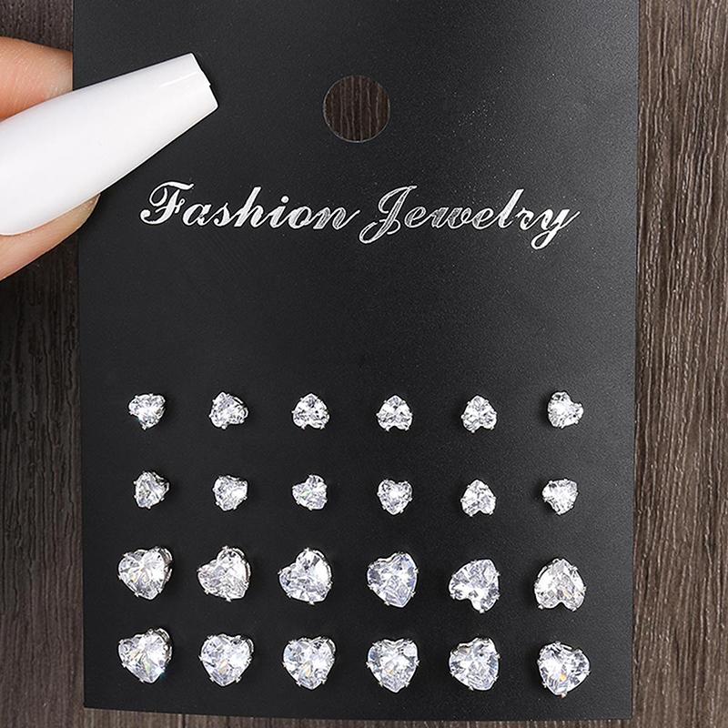 1Set Shiny Simple Wedding Stud Earrings Set For Women Men Luxury Stud Earrings Jewelry Accessories Gifts