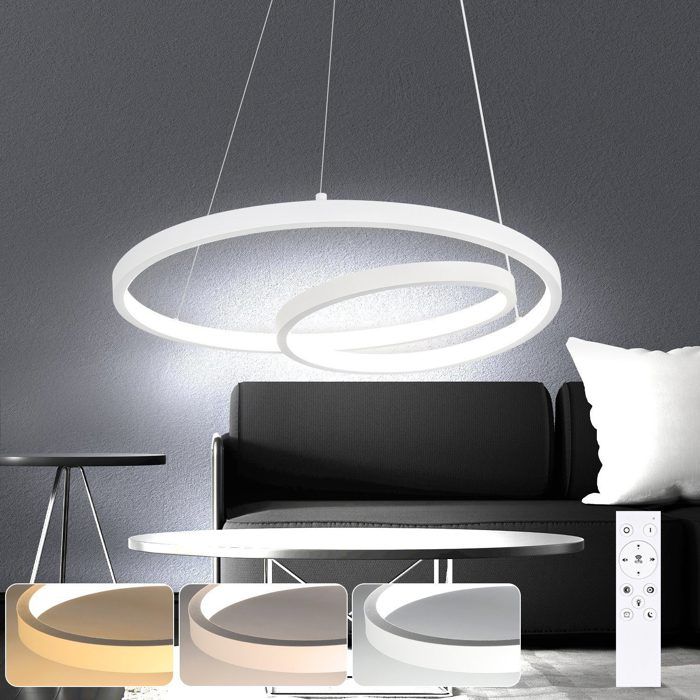 Suspension LED - NETTLIFE - 40 cm - Blanc - Dimmable télécommande - Scandinave
