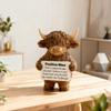 A Cute Scottish Highland Cow Statue, Resin Farmhouse Cow Desk Decor, Encouragement Cheer Up Gift for Office Home Shelf Tabletop