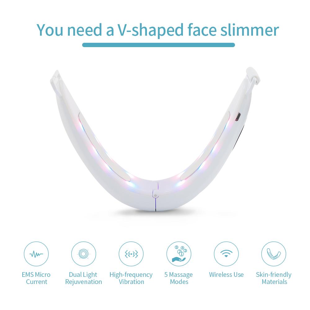 Подтяжка лица V-Line Up Lift Shaping Massager Удаление двойного подбородка LED Фотонная терапия Омоложение Похудение лица