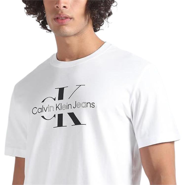 Calvin Klein Футболка с коротким рукавом и круглым вырезом с буквенным принтом, мужская, белая J30J325190-YAF