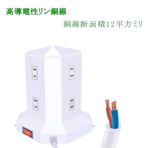 Башня-удлинитель JIACHAN с 2 вертикальными розетками, 8 AC, умными USB, PD и Type-C зарядкой, защита от молнии, защита от перегрузки, энергосбережение