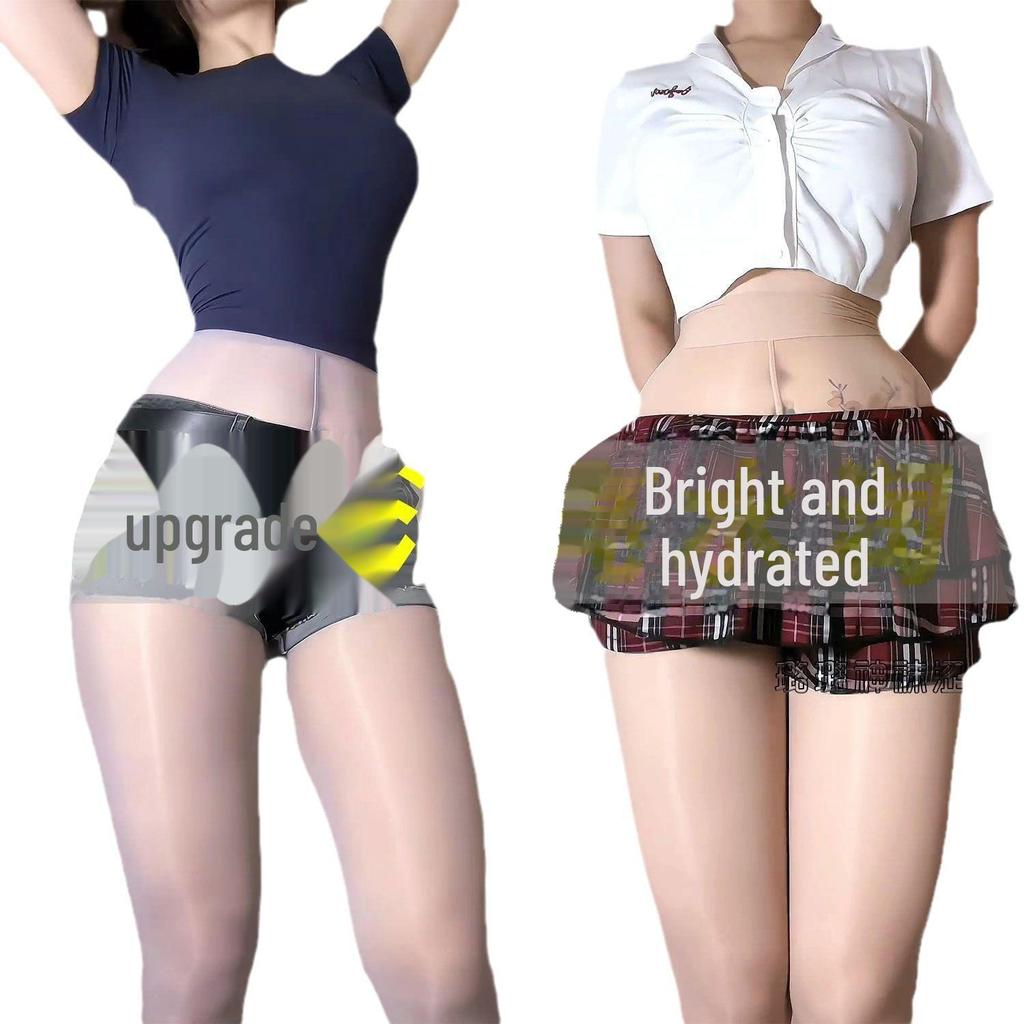 Gray Aurora Horse Oil Socks: Silky, Anti-Snag, Moisturizing, Shiny, Open Crotch, Perfect for Spring & Autumn.