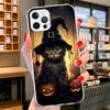 Black Kitten Halloween Pumpkin Cover Phone Case For iPhone 16 17 Air 15 14 Pro Max 16E Phone Case 13 Mini 12 11 7 SE 8 Print Pat