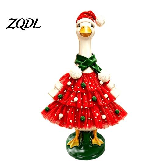 Holiday Porch Goose Clothes Christmas Outfit, Santa Dress with Plush Scarf And Decor for Garden Hat Apparel, Festive Winter Costume Outdoor Lawn Cute