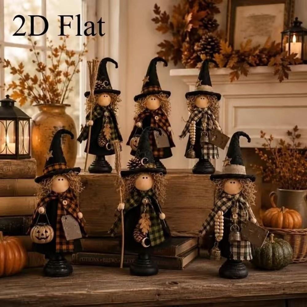 3/4 pcs Wooden Halloween Witch Ornaments Home Decor Halloween Decoration Halloween