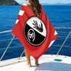 Red White Stripes With Crest Beach Towel - Soft, Absorbent Microfiber, Lightweight, Ideal for The Beach, Parties, Travel, Camping fan gifts
