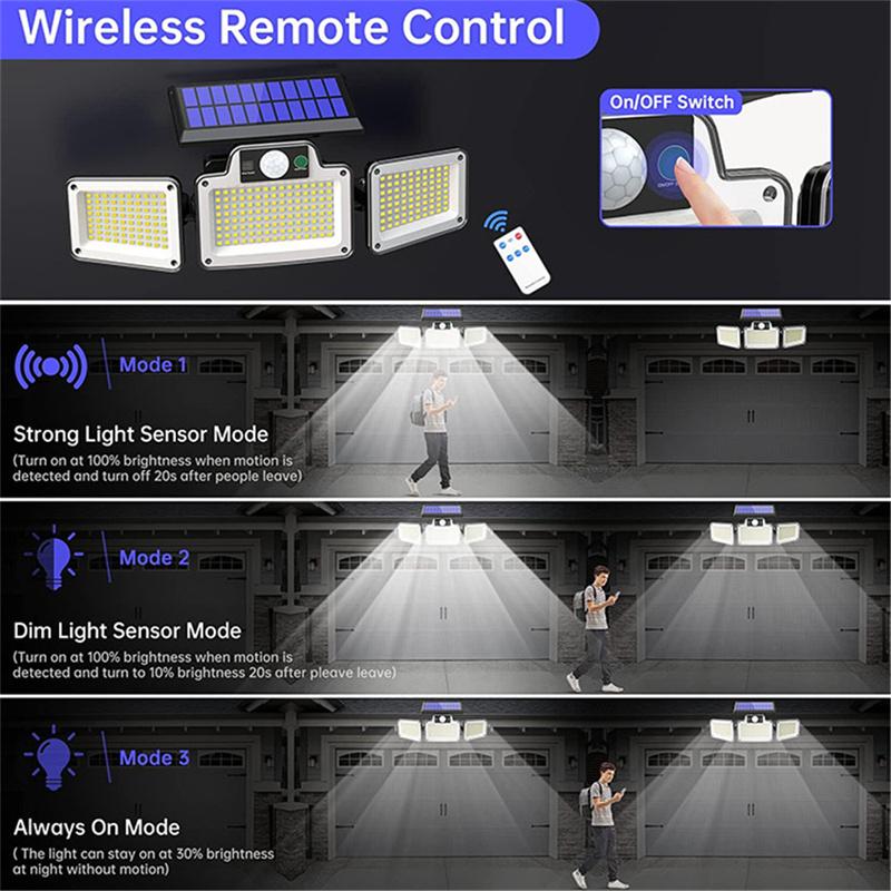 LED Solar Lights for Outside,Solar Lights Outdoor with Motion Sensor,IP65 Waterproof Wireless Security LED Wall Lamp for Garden