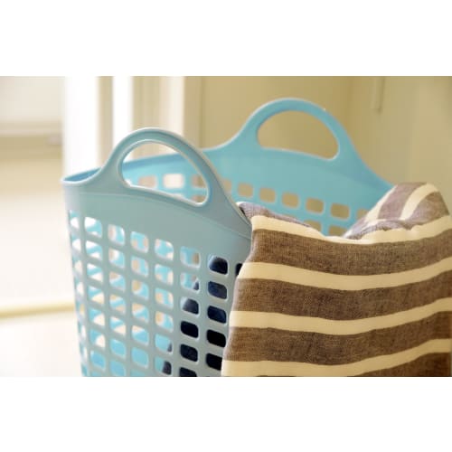 Sanko Plastic Laundry Basket, Beat Basket No. 2, Pastel Blue