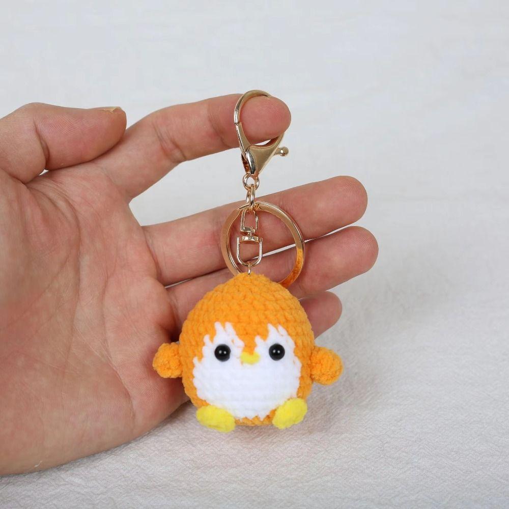 Handmade Crochet Keychain Soft Wool Knitted Pendant Jewelry Gift Penguin Doll Keychain Backpack