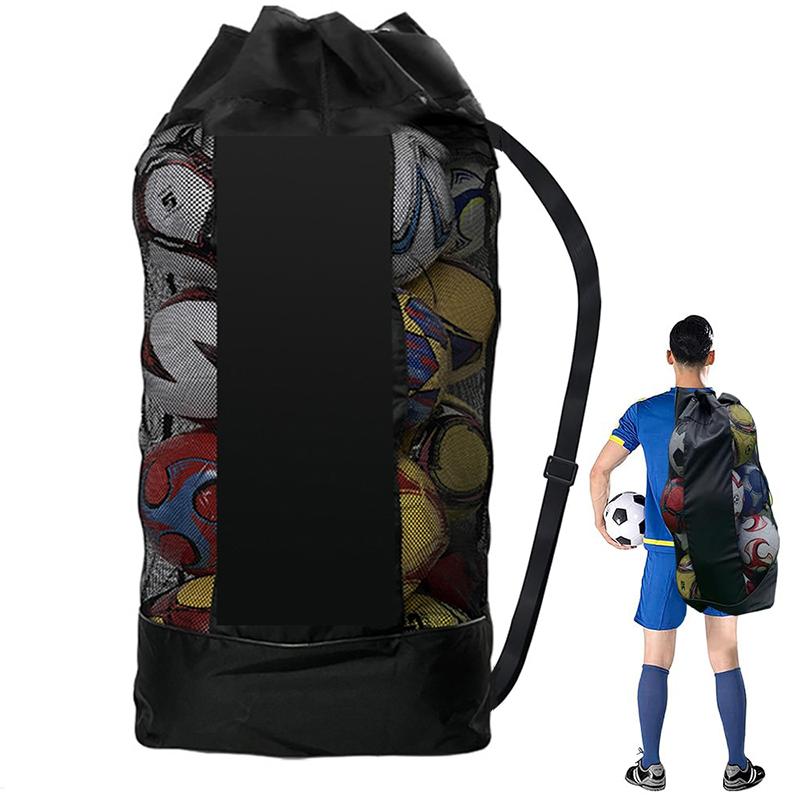 Soccer Football Storage Bag Black Large Ball Bag Mesh Soccer Ball Bag Drawstring Bags Storage Basketball Volleyball Baseball Single Shoulder Ball Bag