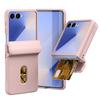 Жесткий чехол с защитой шарнира и покрытием под кожу для Samsung Galaxy Z Flip 7 Flip7 5G с держателем для карт Защитная крышка