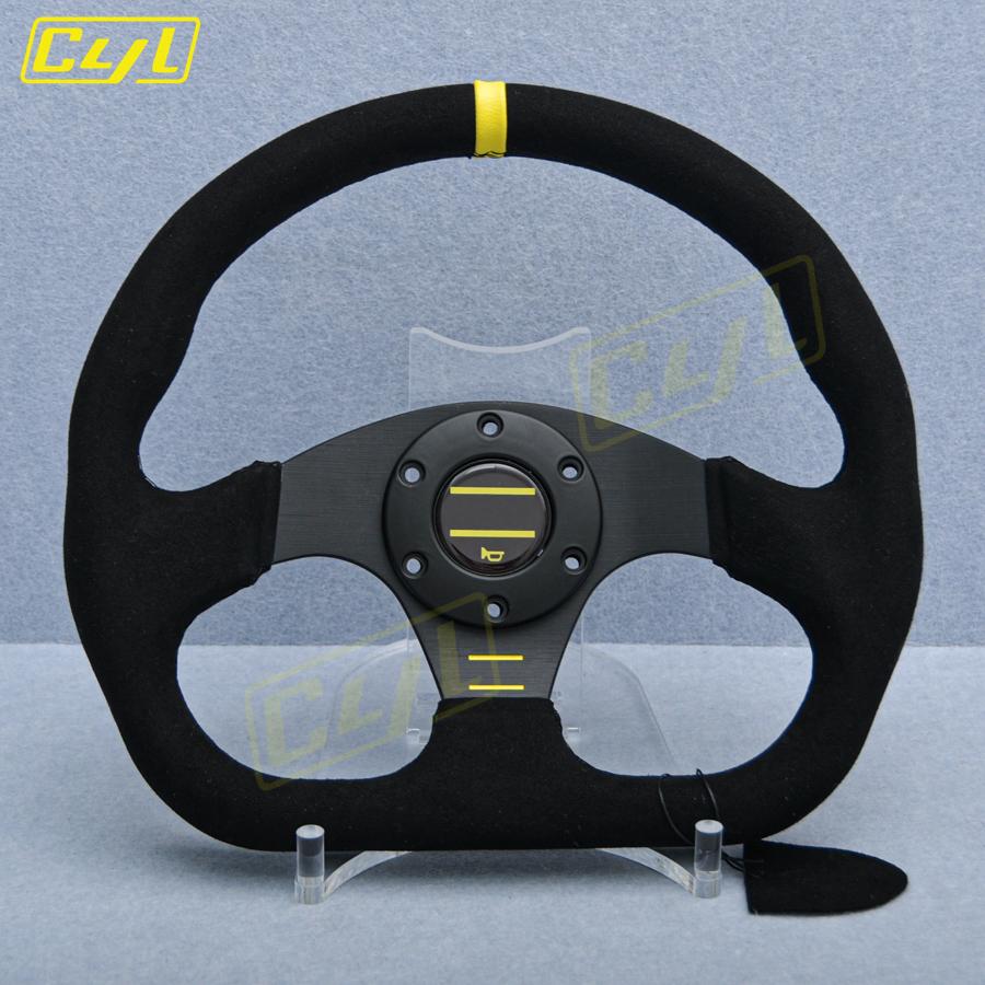 JDM Модифицированный Гоночный Тип D 13" 320мм Плоский Drift Руль Спортивный Руль из Замшевой Кожи Для Универсального