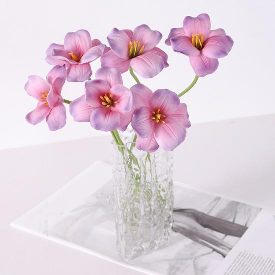 Букет из имитированных тюльпанов Реалистичные лепестки из искусственной кожи с эффектом увядания, гибкие стебли, не требующие ухода