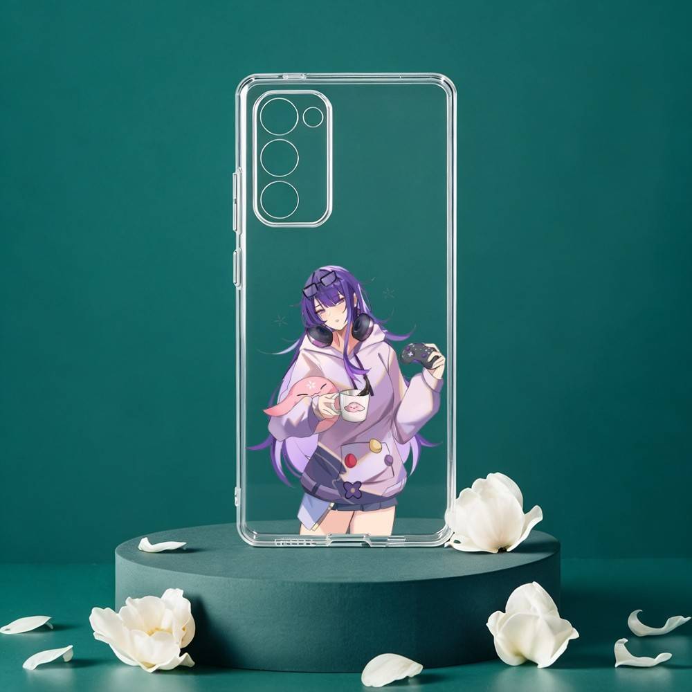 R-Raiden Shogun Genshin Чехол для телефона Samsung Galaxy S24 S25 S23 S22 S21 Plus S24 S25 Прозрачный чехол