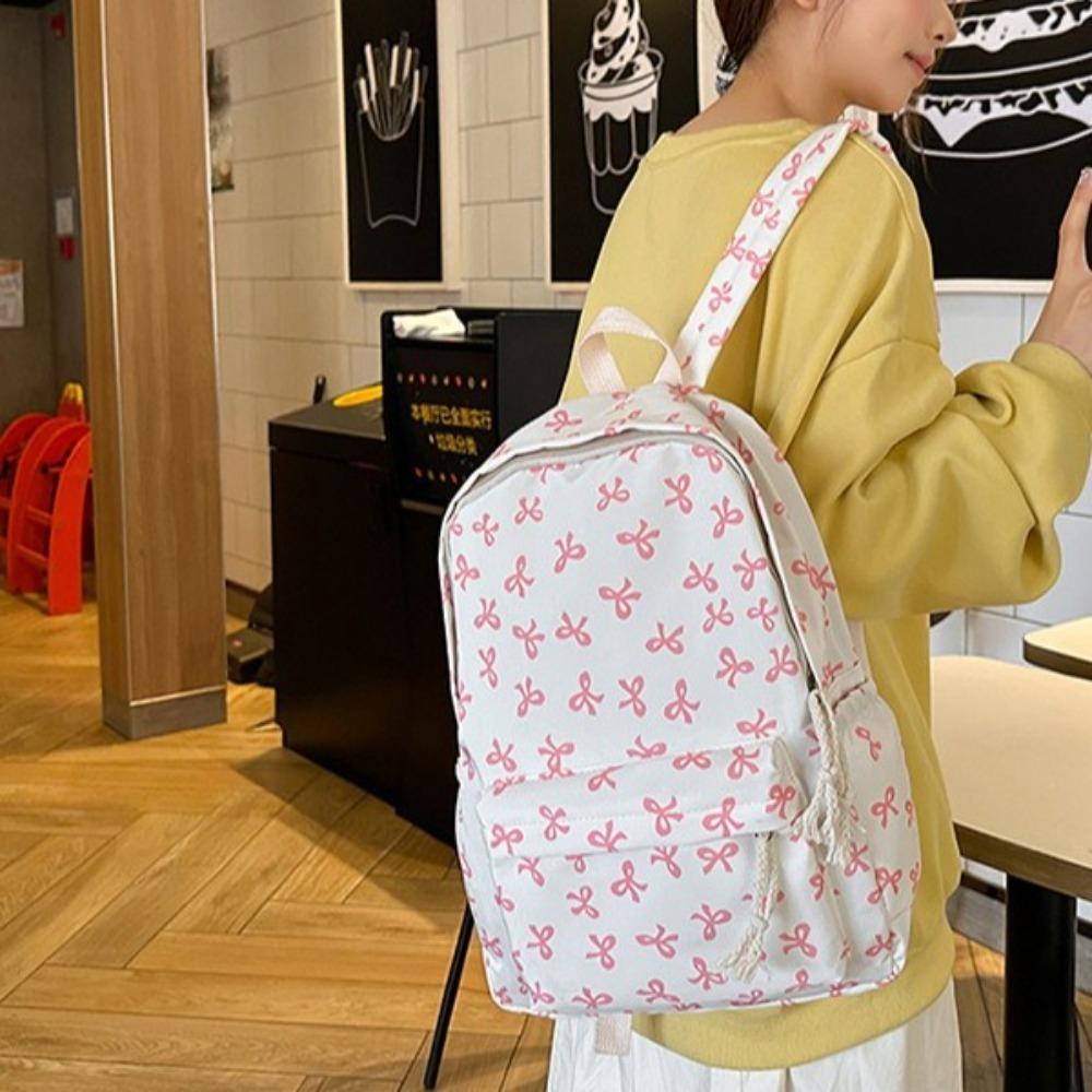 Nylon Bow Backpack Lightweight Teenagers Shoulder Bag Portable Students School Bag Outdoor