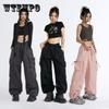 Y2K Streetwear Vintage Chic Cargo Pants for Women High Eleastic Waist Wide Leg Straight Touser for Punk Female Joggers Trousers