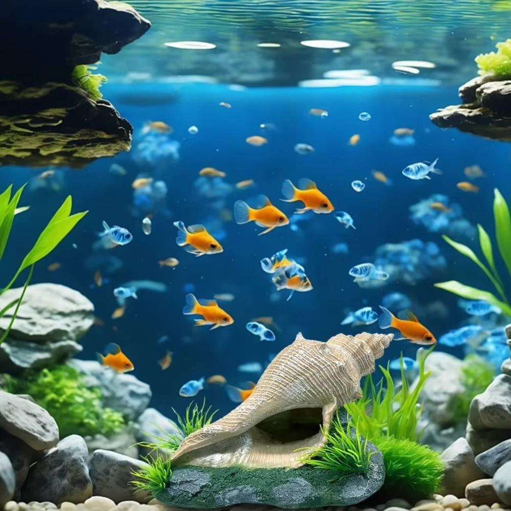 Conch Shape Fish Hideaway Cave Resin Fish Tank Ornaments Shrimp Hiding House  Small Fish Tank