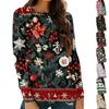Womens Long Sleeve Round Neck Shirts Tee Casual TopChristmas Print Tunic Outfits Loose T Shirts