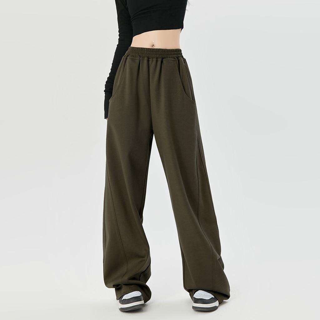 Новые спортивные брюки женские повседневные осенне-зимние эластичные карманы прямые свободные санитарные брюки модные широкие брюки S-2XL