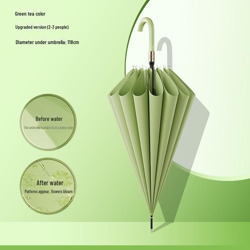 Водонепроницаемый автоматический зонт большого размера с 16 спицами и изогнутой ручкой для мужчин и женщин
