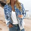 Женская верхняя одежда с длинным рукавом и принтом, повседневные топы на молнии, кардиган, рубашка, тонкая куртка для женщин