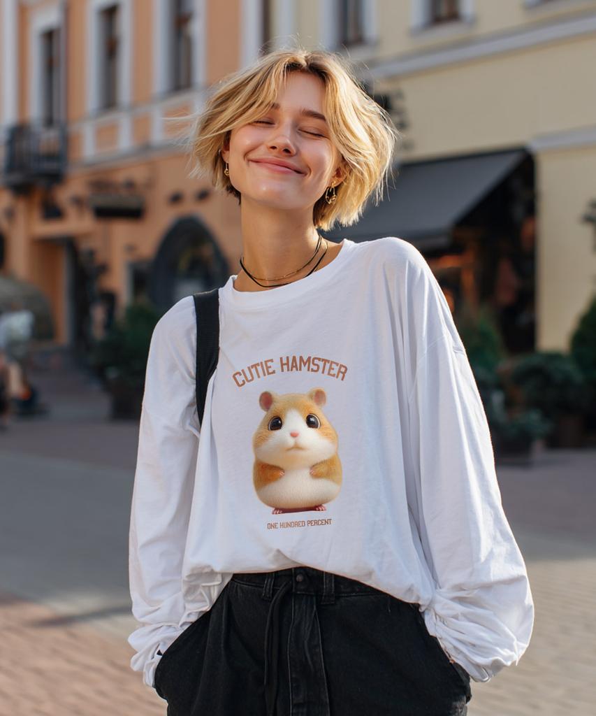 ONEHUNDREDPERCENT FOR WOMAN Ohpxjoy4 Cutie Hamster Basic Long Sleeve T-Shirt