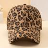 1pc Leopard Print Plain Color Baseball Cap Corduroy Breathable Sunshade Warm Couple Hat For For Autumn And Winter