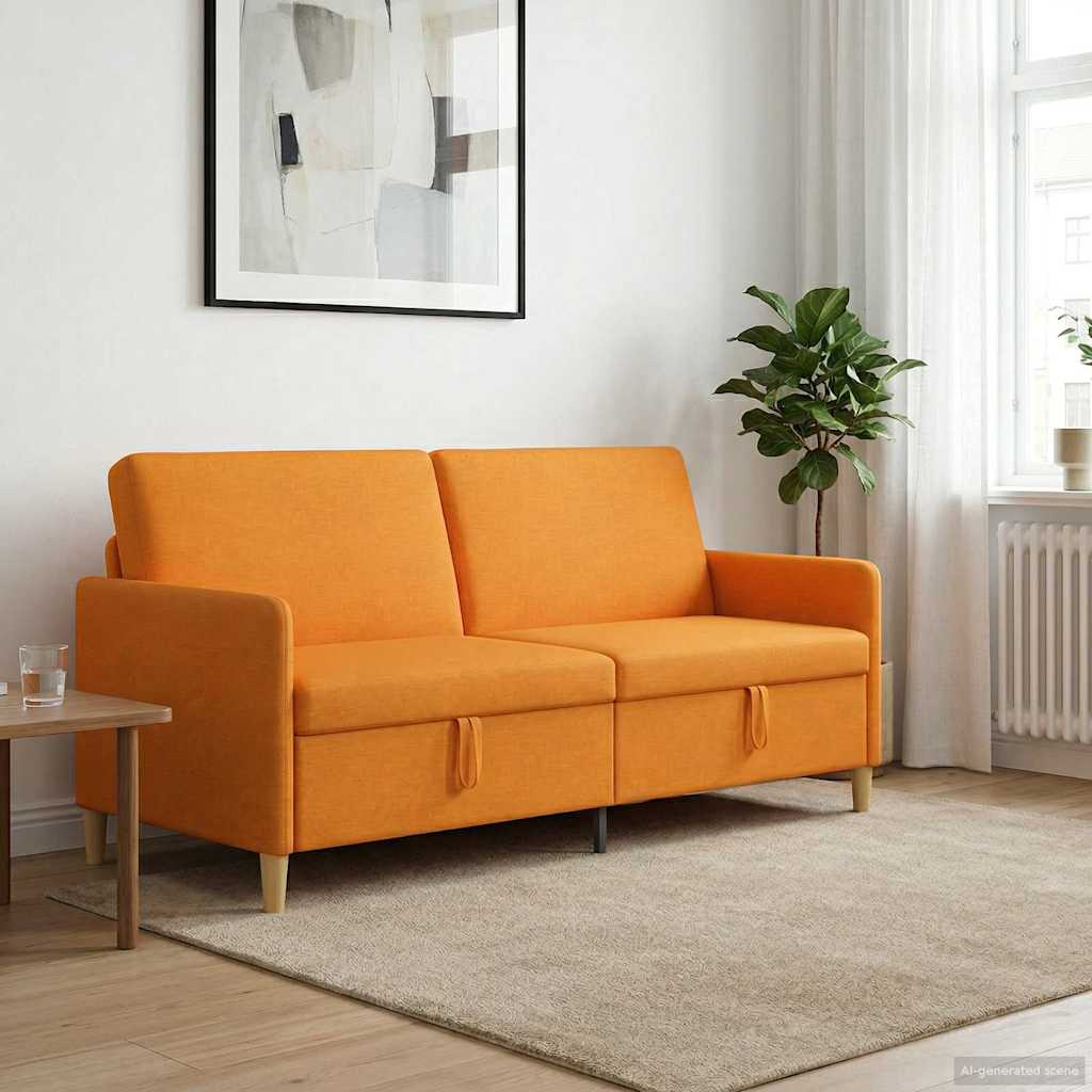 Storage Sofa in Dark Yellow 192 x 78 x 87 cm Polyester