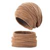 Two Piece Women's Winter Knitted Woolen Warmth Hat Scarf Neck Sweate Ear Protection Cap EMA