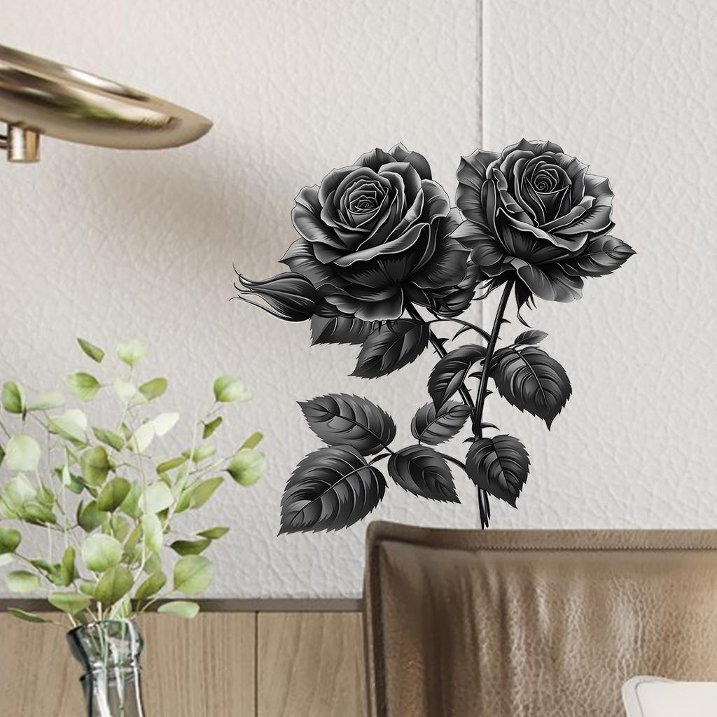Creative Black Rose Wall Stickers Personalized Bedroom Living Room Home Decor Wall Decoration Peel and Stick