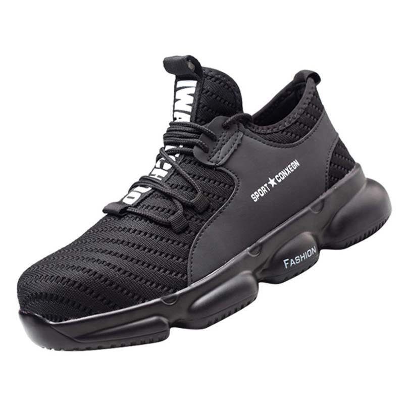 Мужская защитная обувь со стальным носком: Ударопрочные, Устойчивые к проколам, Дышащие, Летняя рабочая обувь